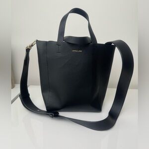 Love & Lore Black Vegan Leather Crossbody Tote Bag